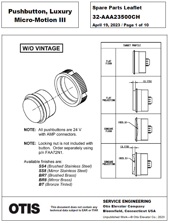 SPL 32-AAA23500CH Pushbutton, Luxury Micro-Motion III