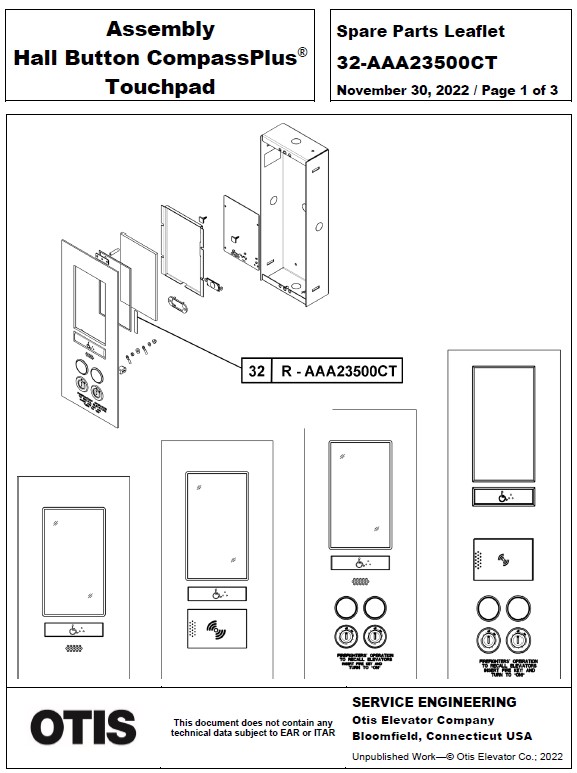 SPL 32-AAA23500CT Assembly Hall Button CompassPlus Touchpad