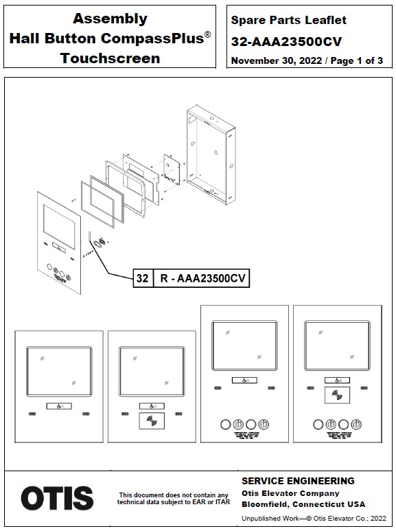 SPL 32-AAA23500CV Assembly Hall Button CompassPlus Touchscreen