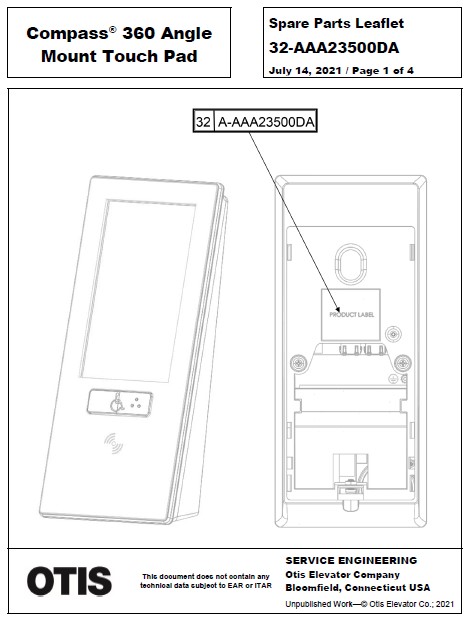 SPL 32-AAA23500DA Compass 360 Angle Mount Touch Pad