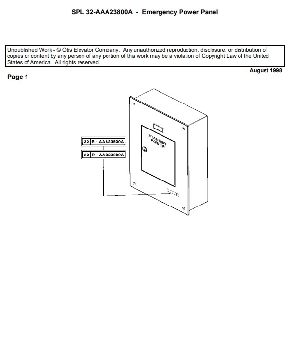 SPL 32-AAA23800A Emergency Power Panel