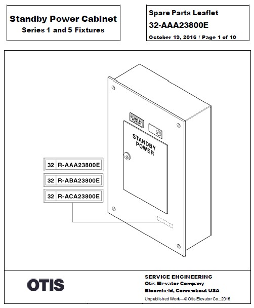 SPL 32-AAA23800E Standby Power Cabinet Series 1 & 5 Fixtures