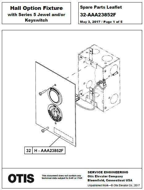 SPL 32-AAA23852F Hall Option Fixture with Series 5 Jewel and or Keyswitch