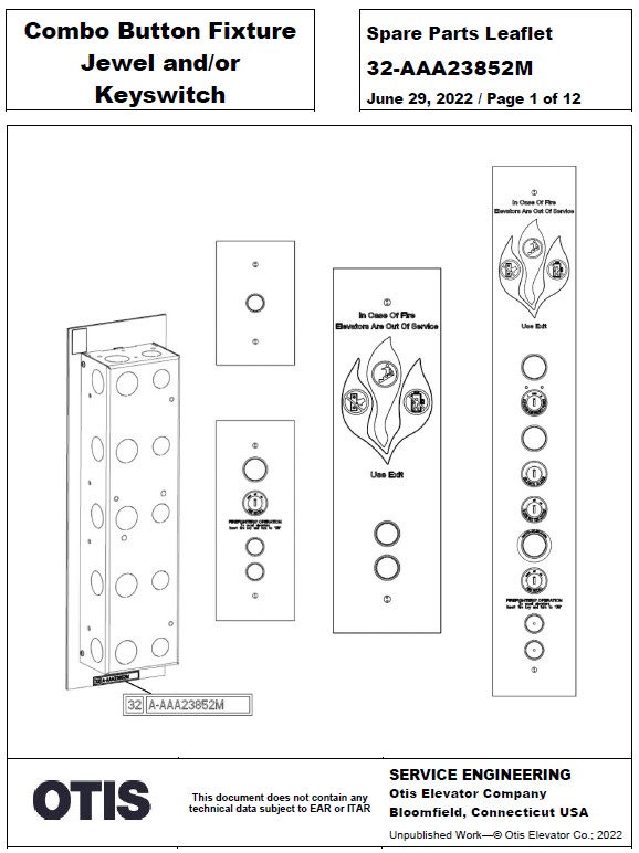 SPL 32-AAA23852M Combo Button Fixture Jewel and/or Keyswitch