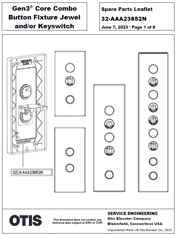 SPL 32-AAA23852N Gen3 Core Combo Button Fixture Jewel and/or Keyswitch