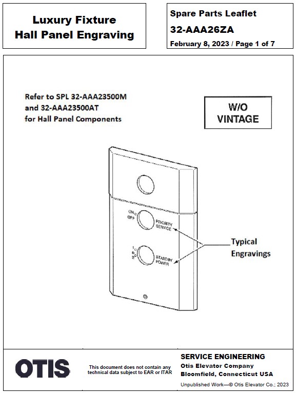 SPL 32-AAA26ZA Luxury Fixture Hall Panel Engraving