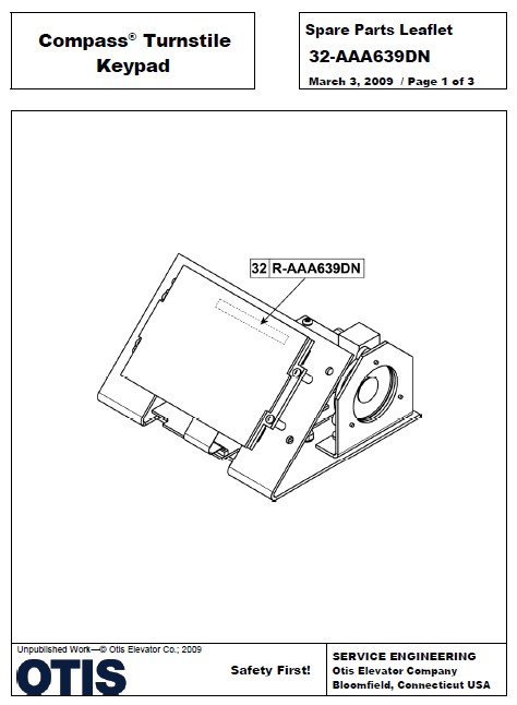 SPL 32-AAA639DN Compass Turnstile Keypad