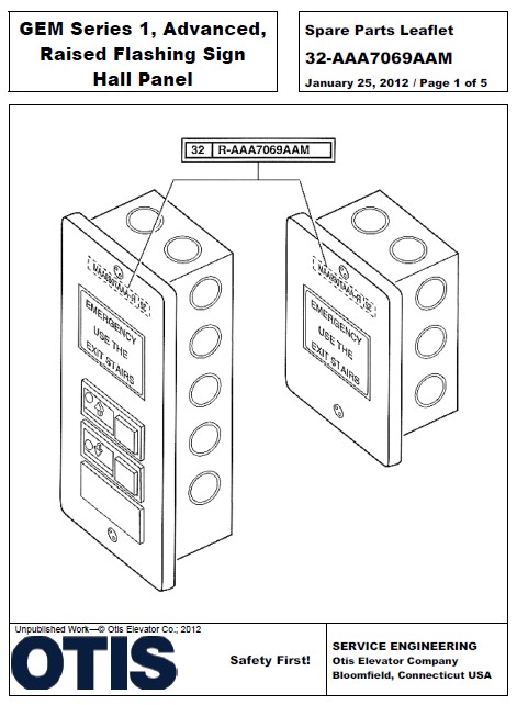 SPL 32-AAA7069AAM GEM Series 1 Advance Raised Flashing Sign Hall Panel