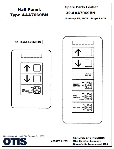 SPL 32-AAA7069BN Hall Panel: Type AAA7069BN