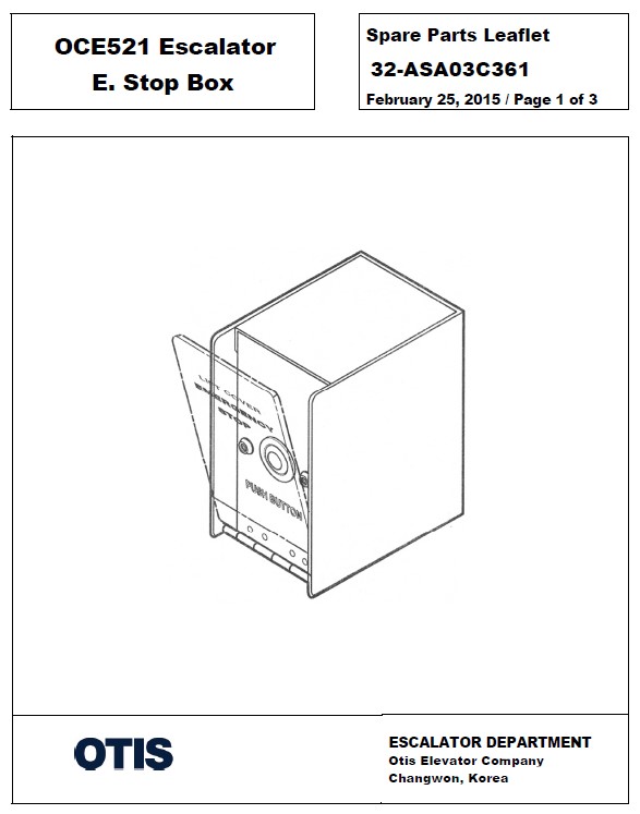 SPL 32-ASA03C361 OCE521 Escalator E stop Box