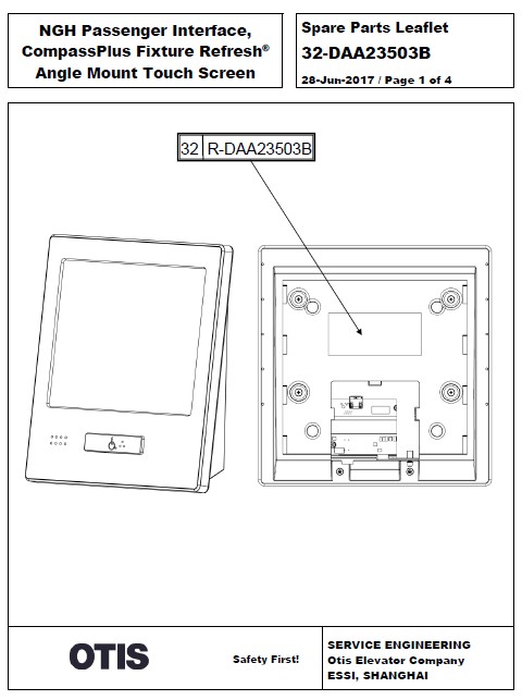 SPL 32-DAA23503B NGH Passenger Interface, CompassPlus Fixture Refresh Angle Mount Touch Screen