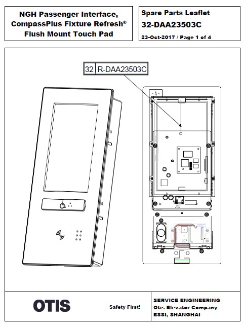 SPL 32-DAA23503C NGH Passenger Interface, CompassPlus Fixture Refresh Flush Mount Touch Pad