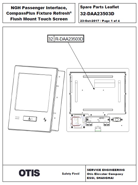 SPL 32-DAA23503D NGH Passenger Interface, CompassPlus Fixture Refresh Flush Mount Touch Screen