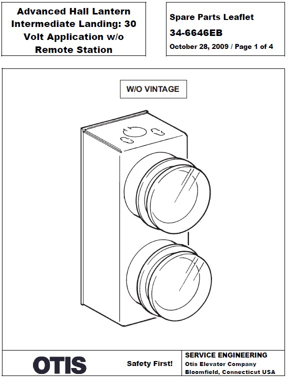 SPL 34-6646EB Advanced Hall Lantern Intermediate Landing: 30 Volt Application w/o Remote Station