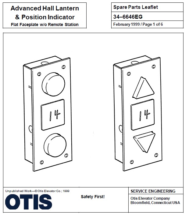 SPL 34-6646EG Advanced Hall Lantern and Position Indicator Flat Faceplate w/o Remote Station