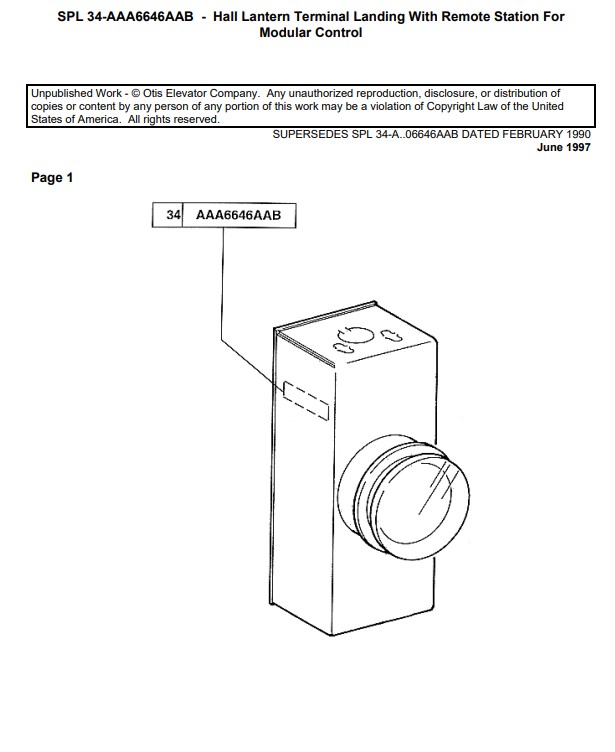 SPL 34-AAA6646AAB Hall Lantern Terminal Landing