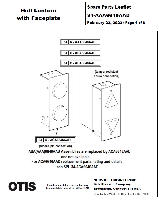 SPL 34-AAA6646AAD Hall Lantern With Faceplate