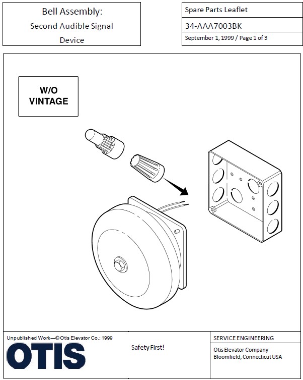 SPL 34-AAA7003BK Bell Assembly: Second Audible Signal Device