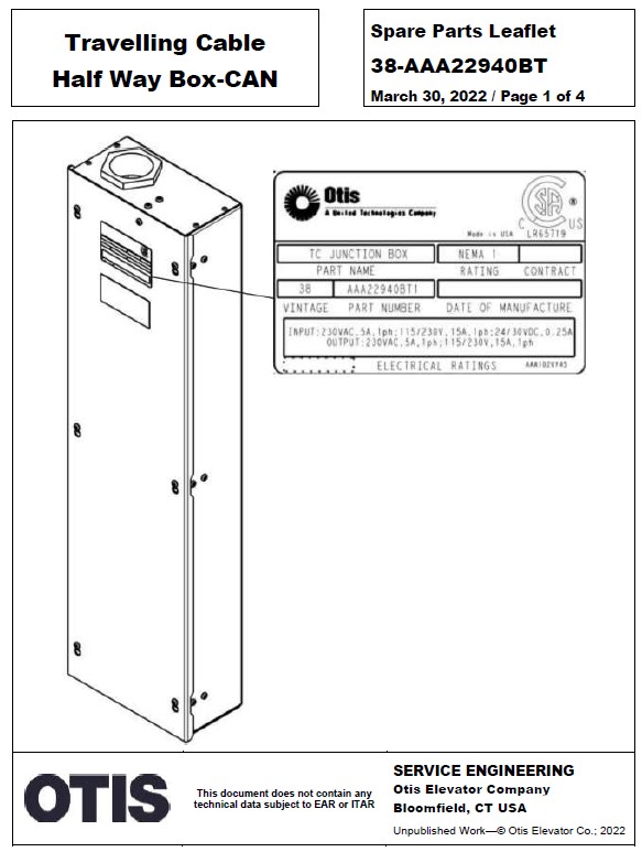 SPL 38-AAA22940BT Traveling Cable Half Way Box-CAN