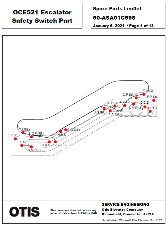 SPL 50-ASA01C598 OCE521 Escalator Safety Switch Part
