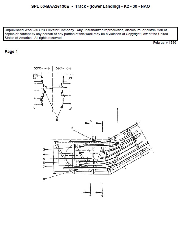 SPL 50-BAA26130E Escalator-Track, Lower Landing UBSL