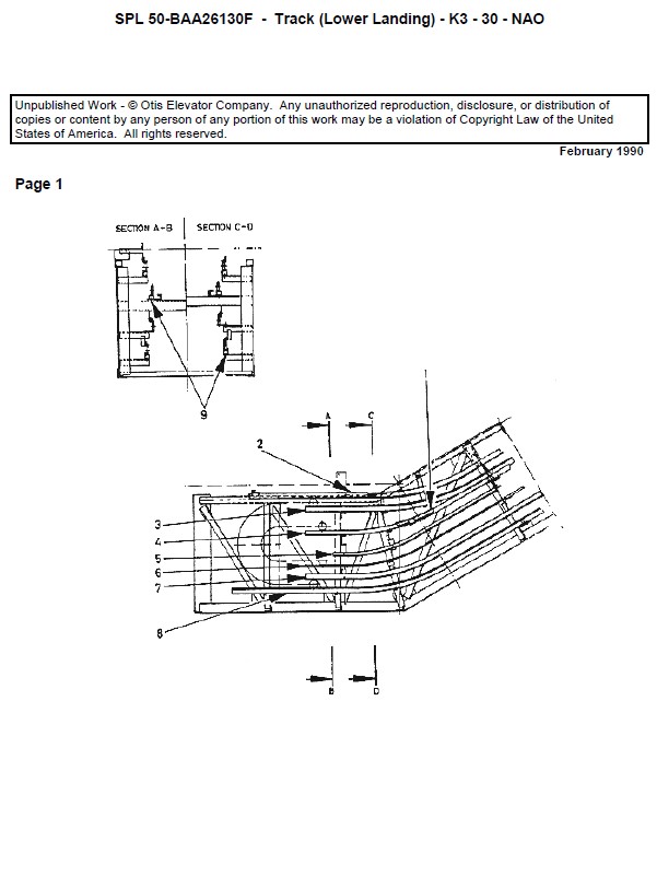 SPL 50-BAA26130F Escalator-Track, Lower Landing UBSL