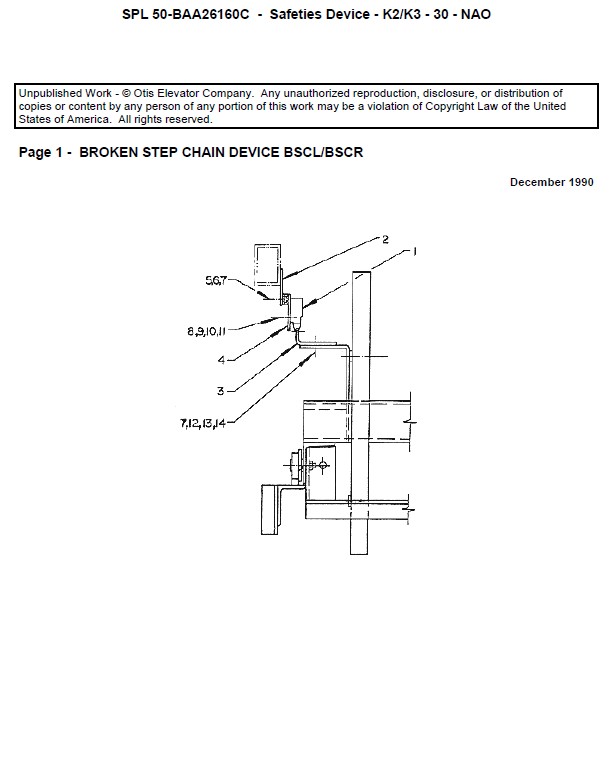 SPL 50-BAA26160C Escalator, Safety Device, Broken Step Chain Broken Step Chain UBSL