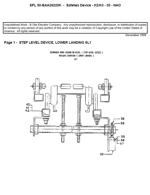 SPL 50-BAA26220K Escalator Device, Step Level, Lower & Upper Landing UBSL