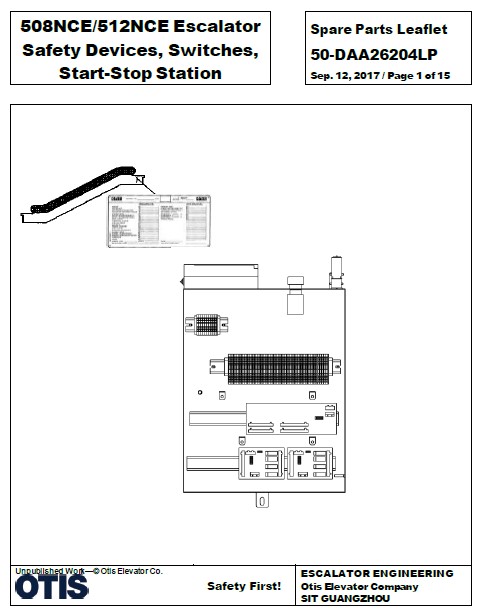 SPL 50-DAA26204LP 508NCE / 512NCE Escalator Safety Devices, Switches, Start-Stop Station