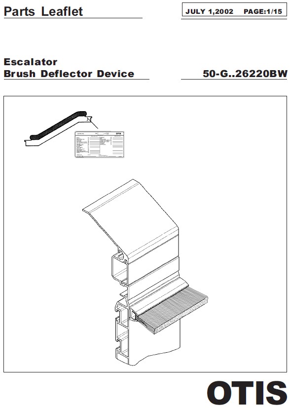 SPL 50-GAA26220BW Escalator Brush Deflector Device