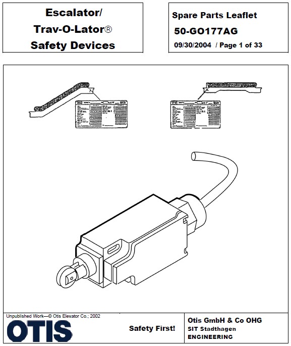 SPL 50-GO177AG Escalator / Trav-O-Lator Safety Devices