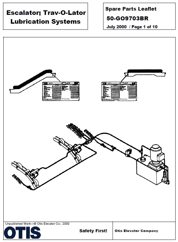 SPL 50-GO9703BR Escalator; Trav-O-Lator Lubrication Systems