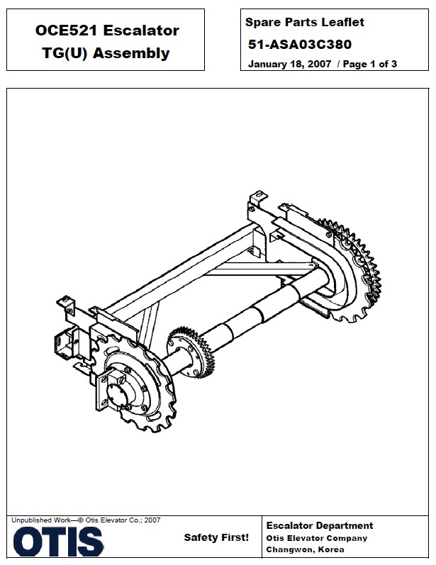 SPL 51-ASA03C380 OCE521 Escalator TG(U) Assembly