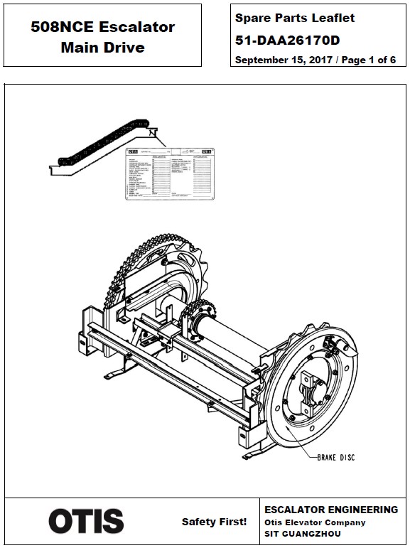 SPL 51-DAA26170D 508NCE Escalator Main Drive