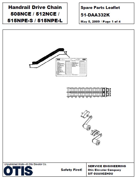 SPL 51-DAA332K Handrail Drive Chain 508NCE / 512NCE / 515NPE-S / 515NPEL