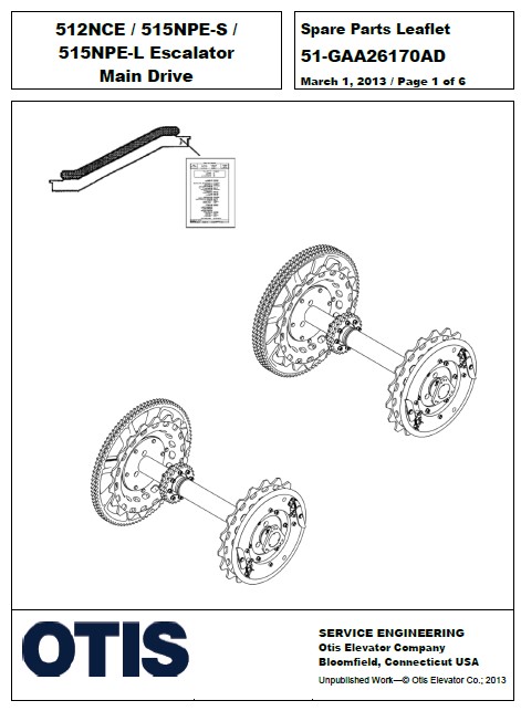 SPL 51-GAA26170AD 512NCE / 515NPE-S /515NPE-L Escalator Main Drive