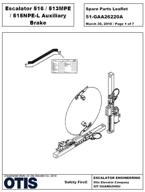 SPL 51-GAA26220A Escalator 516 / 513MPE / 515NPE-L Auxiliary Brake