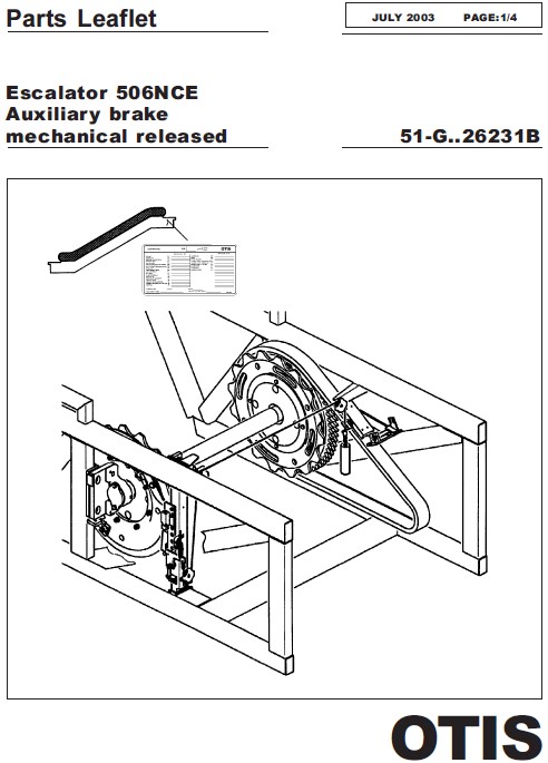 SPL 51-GAA26231B Escalator 506NCE: Auxiliary Brake, Mechanical Released