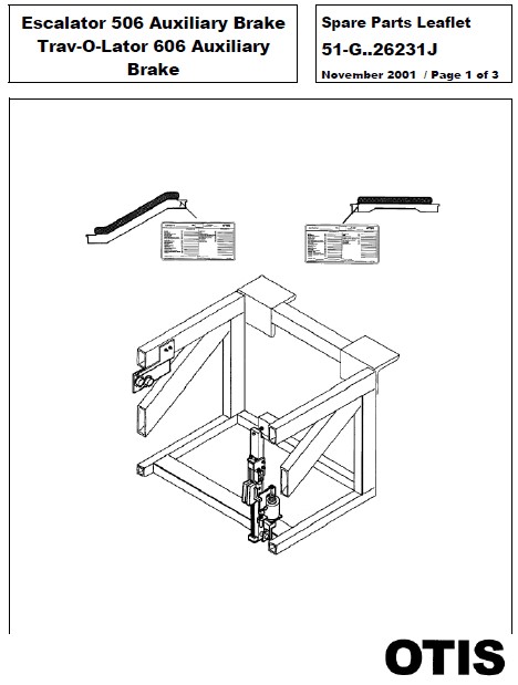 SPL 51-GAA26231J Escalator 506 Auxiliary Brake, Trav-O-Lator 606 Auxiliary Brake