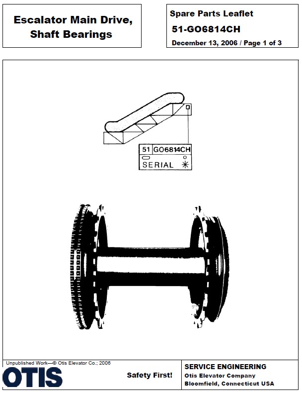 SPL 51-GO6814CH Escalator Main Drive Shaft Bearings