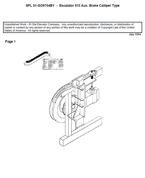 SPL 51-GO9704BY Escalator 510 Auxiliary Brake Caliper Brake