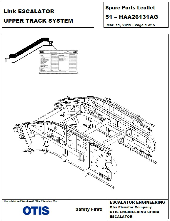 SPL 51-HAA26131AG Link ESCALATOR UPPER TRACK SYSTEM