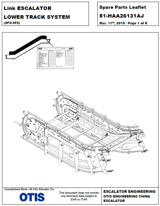 SPL 51-HAA26131AJ Link ESCALATOR LOWER TRACK SYSTEM