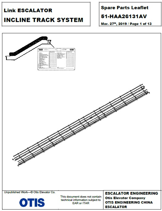 SPL 51-HAA26131AV Link ESCALATOR INCLINE TRACK SYSTEM