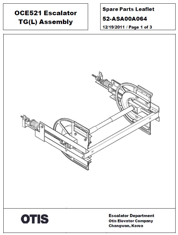 SPL 52-ASA00A064 OCE521 Escalator TG(L) Assembly