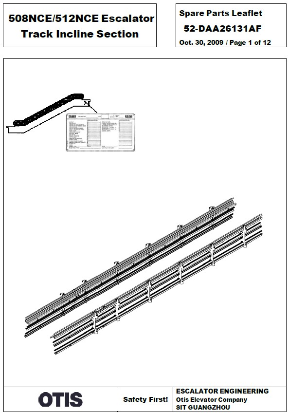 SPL 52-DAA26131AF 508NCE / 512NCE Escalator Track Incline Section