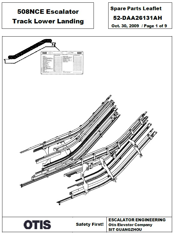 SPL 52-DAA26131AH 508NCE Escalator Track Lower Landing (Indoor)