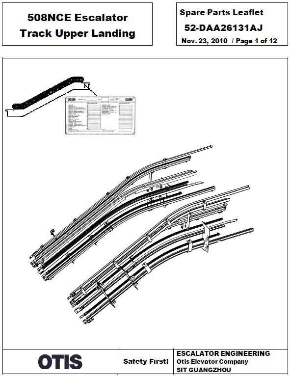 SPL 52-DAA26131AJ 508NCE Escalator Track Upper Landing