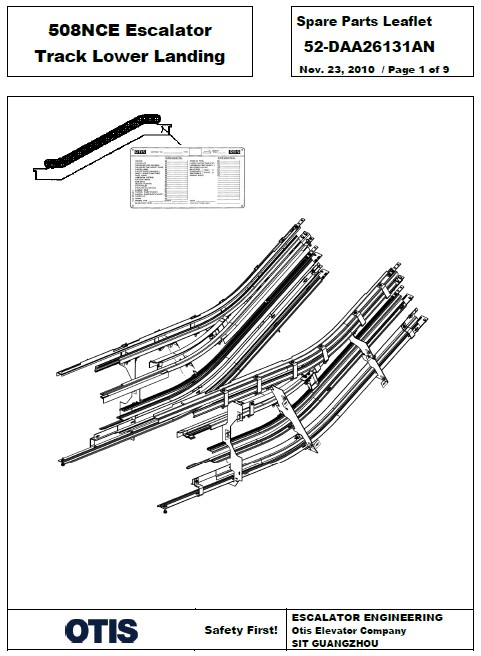 SPL 52-DAA26131AN 508NCE Escalator Track Lower Landing