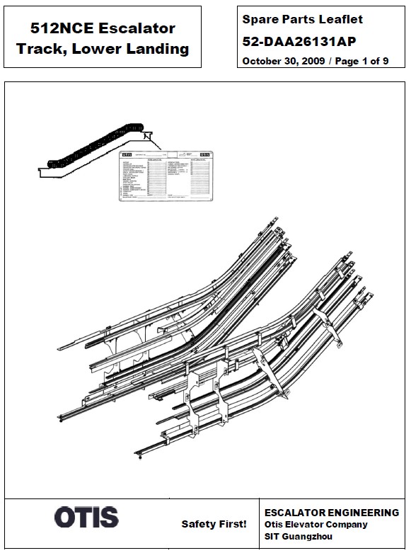 SPL 52-DAA26131AP 512NCE Escalator Track, Lower Landing, Indoor